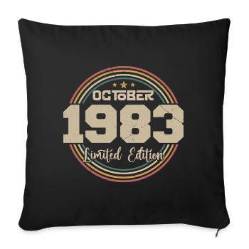 Born in October 1983 Retro Birthday October 1983 - Sofa pillowcase 17,3'' x 17,3'' (45 x 45 cm) - black - Front