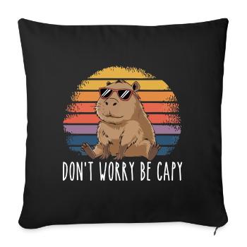 Retro Rodent Funny Capybara Dont Be Worry Be Capy - Sofa pillowcase 17,3'' x 17,3'' (45 x 45 cm) - black - Front
