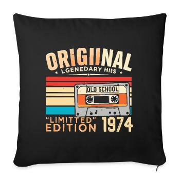 Original 1974, Legendary since 1974 Vintage 1974 - Sofa pillowcase 17,3'' x 17,3'' (45 x 45 cm) - black - Front