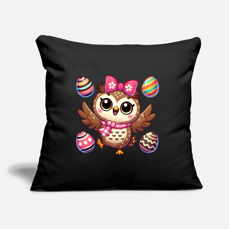 Owl juggles Easter eggs colorful fun Sofa pillowcase 17,3'' x 17,3'' (45 x 45 cm)