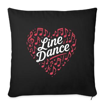 Danse en ligne - Danse avec le cœur - Musique Cadeau - Housse de coussin décorative 45 x 45 cm - noir - Devant