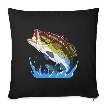 Big Bass, cadeau de pêche, cadeau cool de pêcheur, poisson - Housse de coussin décorative 45 x 45 cm - noir - Devant