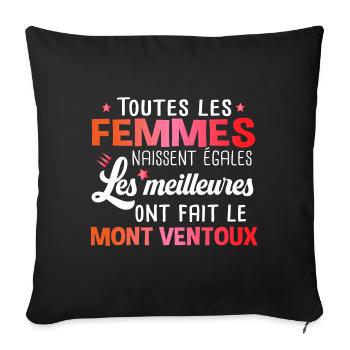 Mont Ventoux Cycliste Montagne Randonnée Alpes - Housse de coussin décorative 45 x 45 cm - noir - Devant