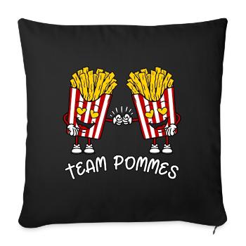 Drôle de sacs de frites Frites Frites d’équipe - Housse de coussin décorative 45 x 45 cm - noir - Devant