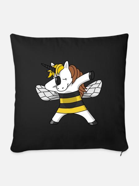 Biene Einhorn unicorn bee Imkerin dabbing dab - Sofakissenbezug 45 x 45 cm - Schwarz