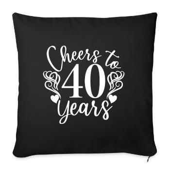 Vive les 40 ans du 40e anniversaire - Housse de coussin décorative 45 x 45 cm - noir - Devant