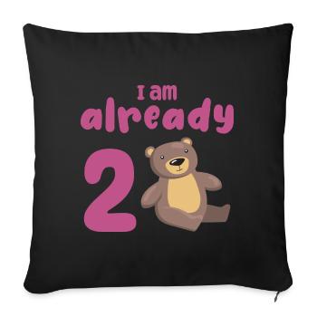 J’ai déjà 2 ans 2ème anniversaire - Housse de coussin décorative 45 x 45 cm - noir - Devant