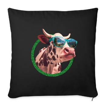 cool cow wearing sunglasses - Sofa pillowcase 17,3'' x 17,3'' (45 x 45 cm) - black - Front