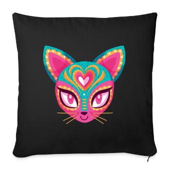 Cat colors - Sofa pillowcase 17,3'' x 17,3'' (45 x 45 cm) - black - Front