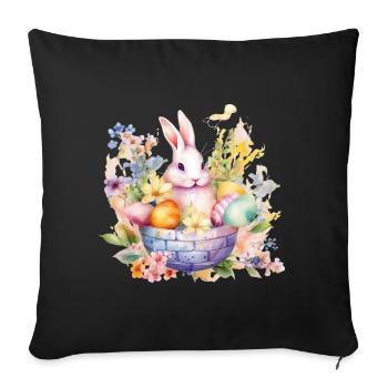 Frohe Ostern Hase Osterei für einen Osterhasen - Sofakissenbezug 45 x 45 cm - Schwarz - Vorne