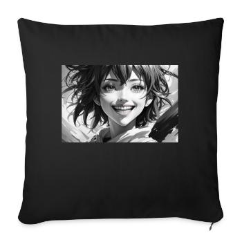 DreamShaper crazy smile black white - Sofa pillowcase 17,3'' x 17,3'' (45 x 45 cm) - black - Front