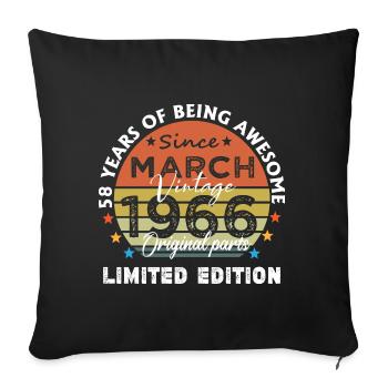 58 Years Old Made In 1966 Vintage March 1966 - Sofa pillowcase 17,3'' x 17,3'' (45 x 45 cm) - black - Front