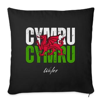 Flag of Wales, Welsh pride - Sofa pillowcase 17,3'' x 17,3'' (45 x 45 cm) - black - Front