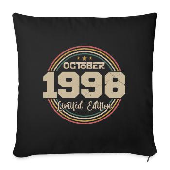 Born in October 1998 Retro Anniversary October 1998 - Sofa pillowcase 17,3'' x 17,3'' (45 x 45 cm) - black - Front