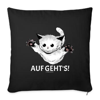 Kitty "Let's go!" young cat jumps - Sofa pillowcase 17,3'' x 17,3'' (45 x 45 cm) - black - Front