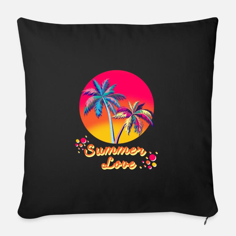 Sommer, Sonne, Beach, Urlaub, Geschenk - Sofakissenbezug 45 x 45 cm - Schwarz