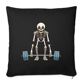 Funny skeleton weightlifting - Sofa pillowcase 17,3'' x 17,3'' (45 x 45 cm) - black - Front