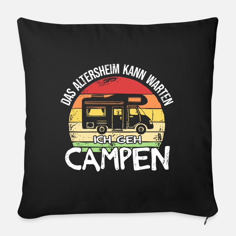 Camping Altersheim Kann Warten Wohnmobil Campen - Sofakissenbezug 45 x 45 cm - Schwarz