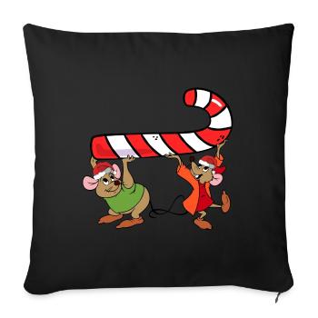 Bonbons de Noël Jaq et Gus - Housse de coussin décorative 45 x 45 cm - noir - Devant