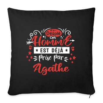 Cadeau Homme déja pris par Agathe - Housse de coussin décorative 45 x 45 cm - noir - Devant