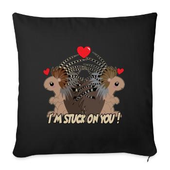Je suis coincé sur toi PORCUPINE - Idée cadeau - Housse de coussin décorative 45 x 45 cm - noir - Devant
