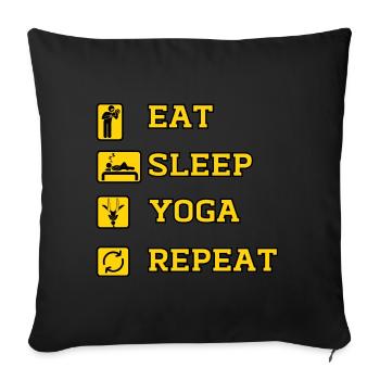 Eat Yoga Repeat - Sofa pillowcase 17,3'' x 17,3'' (45 x 45 cm) - black - Front