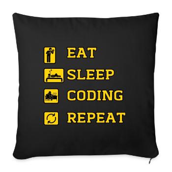 Eat Coding Wiederholung - Sofakissenbezug 45 x 45 cm - Schwarz - Vorne