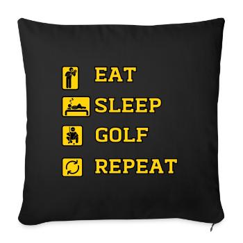 Eat Golf Repeat - Sofa pillowcase 17,3'' x 17,3'' (45 x 45 cm) - black - Front