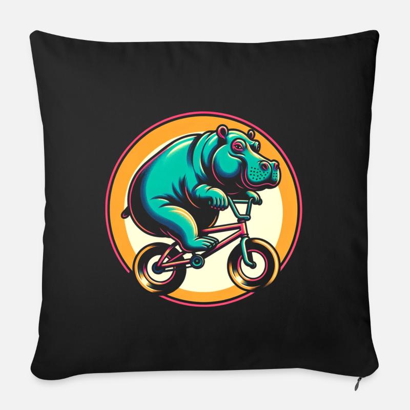 BMX Hippopotame - Housse de coussin décorative 45 x 45 cm - noir