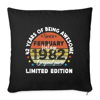 42 Years Old Made In 1982 Vintage February 1982 - Housse de coussin décorative 45 x 45 cm - noir - Devant