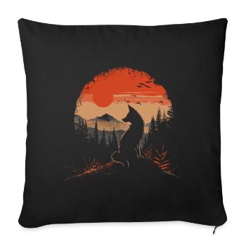 Tête de renard forêt animaux nature arbres bébé renard - Housse de coussin décorative 45 x 45 cm - noir - Devant