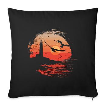 Seagull Seabird Lighthouse Sunset - Sofa pillowcase 17,3'' x 17,3'' (45 x 45 cm) - black - Front