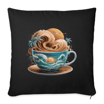 Tropical Beach Waves Kaffeetasse für eine - Sofakissenbezug 45 x 45 cm - Schwarz - Vorne