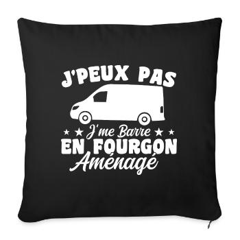 J'peux pas j'me barre en fourgon aménagé - Housse de coussin décorative 45 x 45 cm - noir - Devant