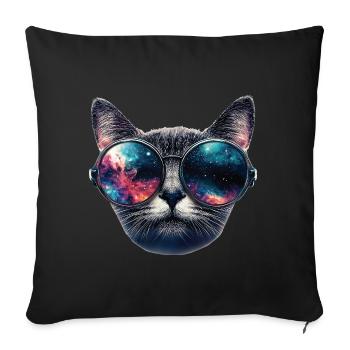 Cat Space Glasses - Sofa pillowcase 17,3'' x 17,3'' (45 x 45 cm) - black - Front