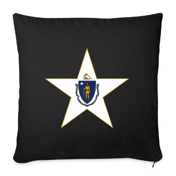 Massachusetts Fan T-Shirt – Stylish & Unique - Sofa pillowcase 17,3'' x 17,3'' (45 x 45 cm) - black - Front