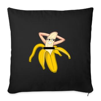 Funny banana striptease nude banana funny banana - Sofa pillowcase 17,3'' x 17,3'' (45 x 45 cm) - black - Front