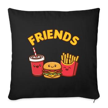 Cadeau de nourriture burger frites - Housse de coussin décorative 45 x 45 cm - noir - Devant