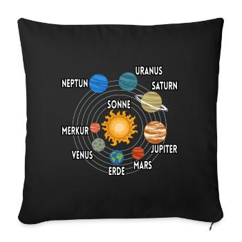 Sonnensystem Planeten Sonne Beschreibung - Sofakissenbezug 45 x 45 cm - Schwarz - Vorne