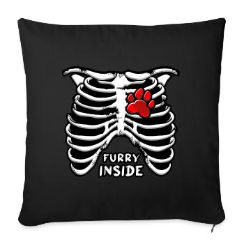 Furry inside - Sofa pillowcase 17,3'' x 17,3'' (45 x 45 cm) - black - Front