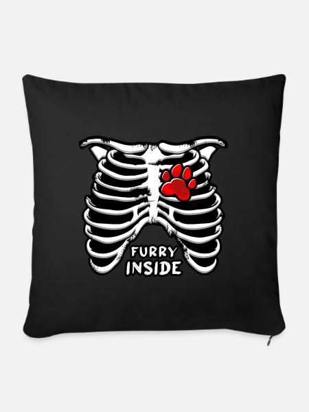 Furry inside - Sofa pillowcase 17,3'' x 17,3'' (45 x 45 cm) - black