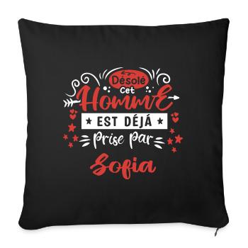 Cadeau Homme déja pris par Sofia - Housse de coussin décorative 45 x 45 cm - noir - Devant