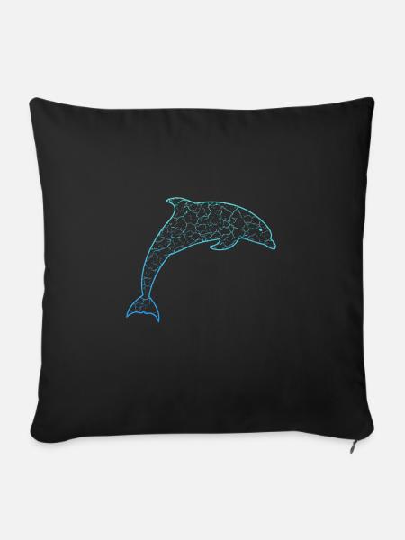 Delfin dolphin - Sofakissenbezug 45 x 45 cm - Schwarz