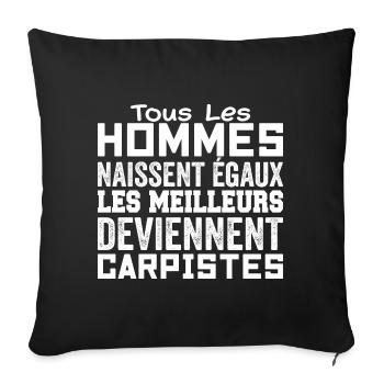 Carpiste Homme Pêcheur Pêche Poisson Cadeau Humour - Housse de coussin décorative 45 x 45 cm - noir - Devant