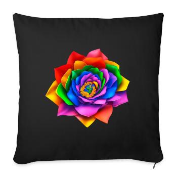 Vivid 3D Rainbow Flower - Sofa pillowcase 17,3'' x 17,3'' (45 x 45 cm) - black - Front