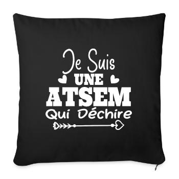 Je suis une ATSEM qui déchire Idée Cadeau Atsem - Housse de coussin décorative 45 x 45 cm - noir - Devant