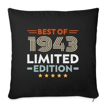 Retro 1943 Vintage Cadeau 81e Anniversaire 81 Ans - Housse de coussin décorative 45 x 45 cm - noir - Devant