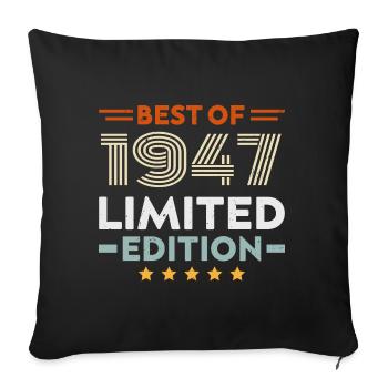 Retro 1947 Vintage Cadeau 77e Anniversaire 77 Ans - Housse de coussin décorative 45 x 45 cm - noir - Devant