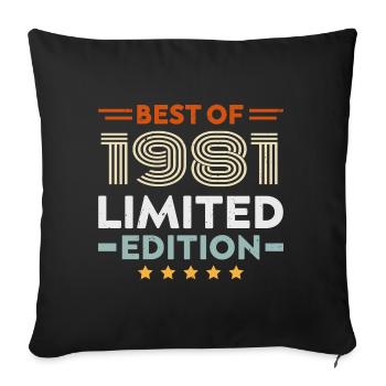 Retro 1981 Vintage Geschenk 43. Geburtstag 43 Jahre - Sofakissenbezug 45 x 45 cm - Schwarz - Vorne