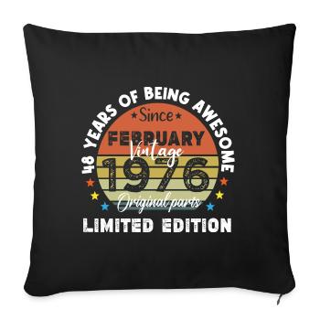 48 Years Old Made In 1976 Vintage February 1976 - Sofa pillowcase 17,3'' x 17,3'' (45 x 45 cm) - black - Front